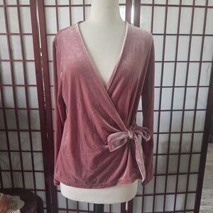 Womens Halogen Velvet L/S Wrap Top Sz.1